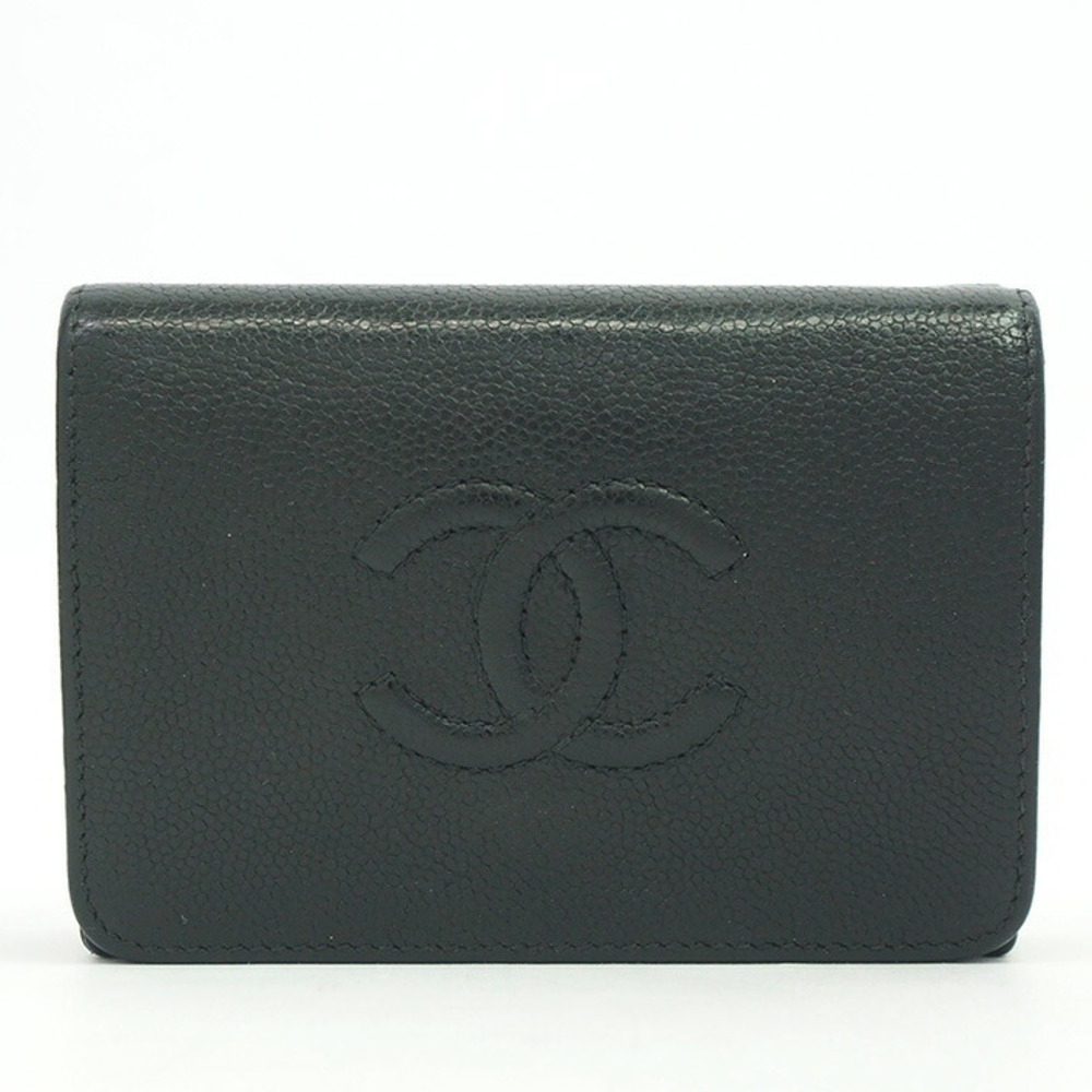 Chanel Double Hook Tri Fold CC Logo Compact Wallet Coco Mark